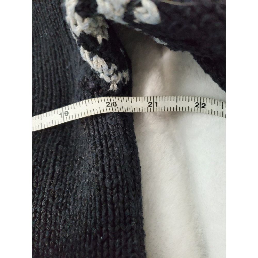 Lauren Ralph Lauren Hand Knit Canoe Fair Isle Linen Cotton Sweater Black Large - Picture 9 of 13